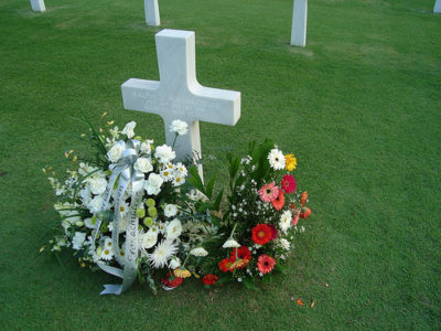 flowers in a cemetery