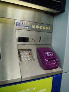 a machine with a purple card slot
