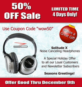 a advertisement for a discounted headphones