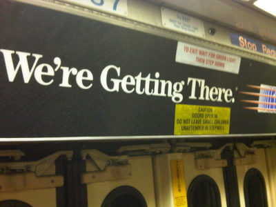 a sign on a subway