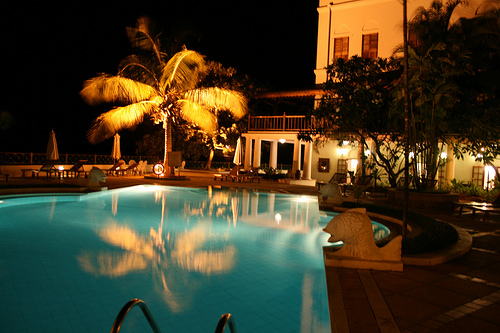 Serena hotel at night