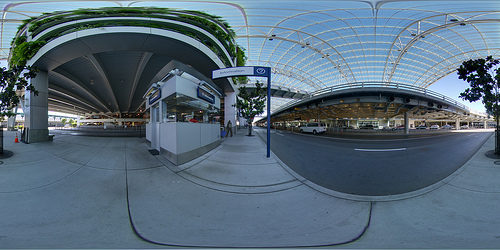 a fisheye view of a building