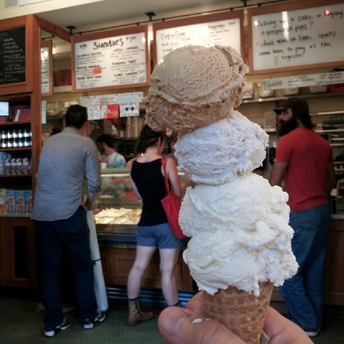SFO GQ ice cream tour stop 3: quad cone at Bi-Rite Creamery