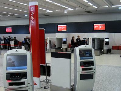 a check-in machine in an airport