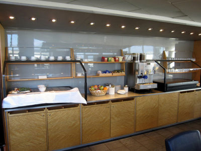 a kitchen with a variety of food items