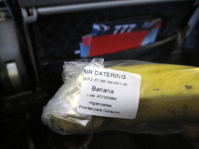 a banana in a plastic bag
