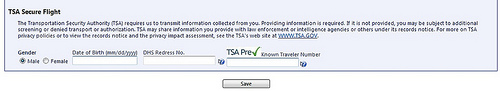 Concur TSA Secure Flight