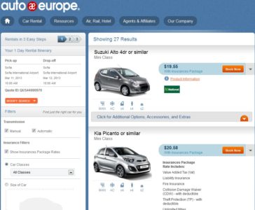 a screenshot of a car rental website