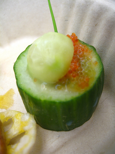 Masago filled cucumbers