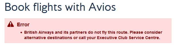 British Airways Seychelles Error