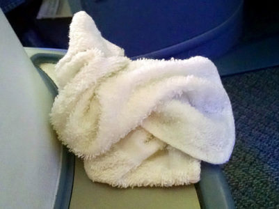 a white towel on a seat