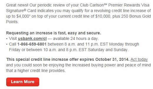 US Bank Club Carlson Credit Increase 01