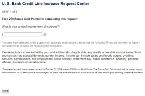 a screenshot of a credit line increase request