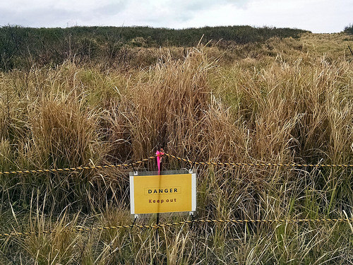 a sign in a field