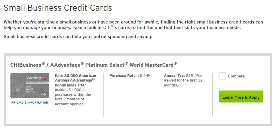 Citi Small Business Credit Cards