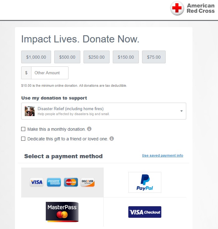 American Red Cross Visa Checkout