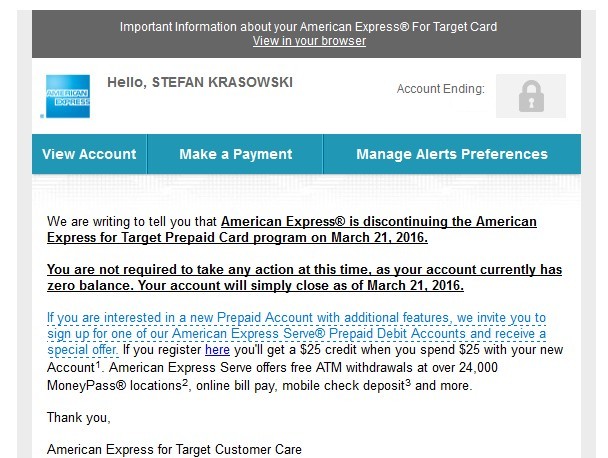 Amex for Target End