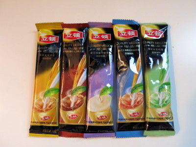 a group of packages of tea