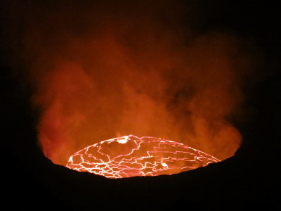 a volcano with lava coming out of it