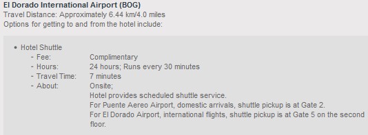Aloft Bogota Airport Hotel Shuttle