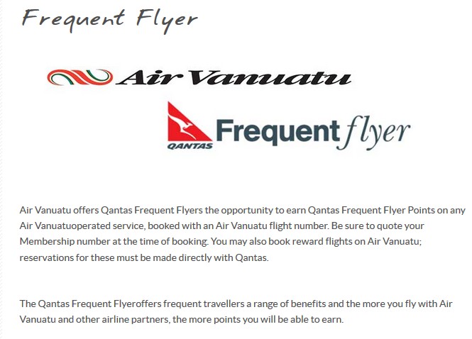 Air Vanuatu Qantas Frequent Flyer