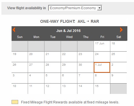 Air New Zealand AKL-RAR Economy