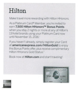 Amex Platinum Hilton 7500 offer