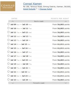 a screenshot of a hotel schedule