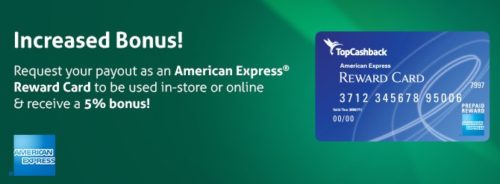 TopCashBack Payout Amex Gift Card August 2016