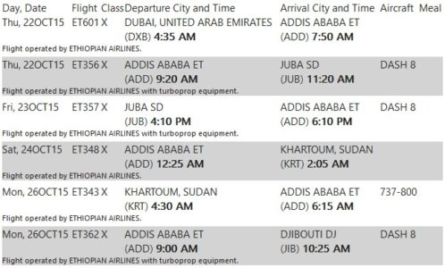 a screenshot of a flight schedule