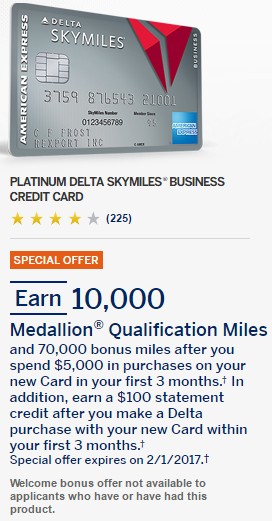 Amex Delta Platinum Business 70k