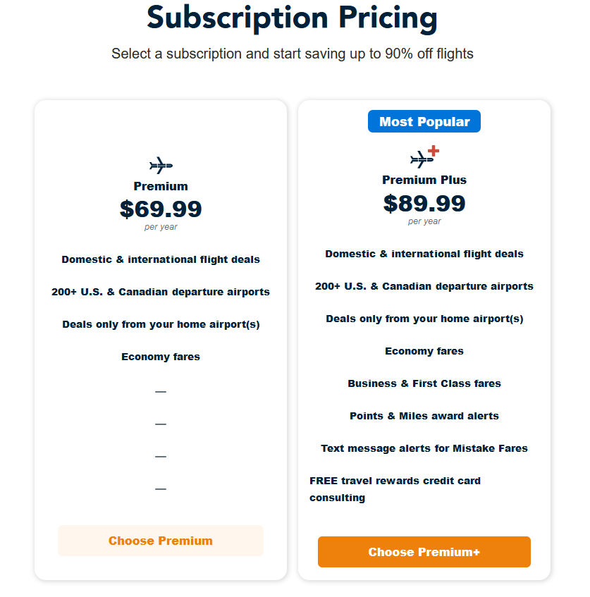 a screenshot of a subscription pricing