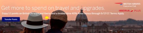 Amex to British Airways 40 Percent Bonus 2017