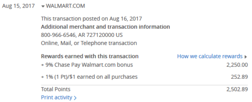 Chase pay Walmart.com