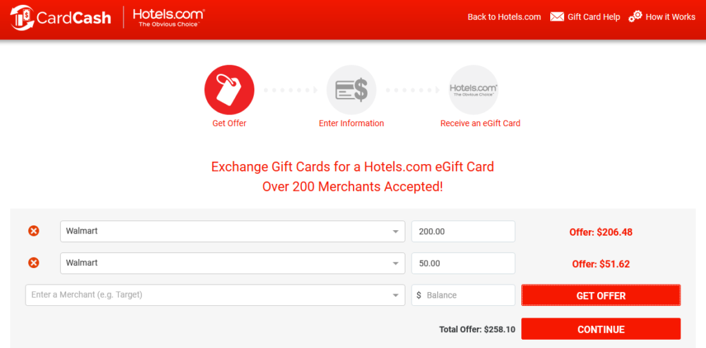 Hotels.com Exchange Gift Cards Walmart.com