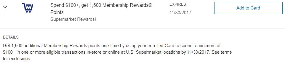 Amex Offers Supermarkets 1500