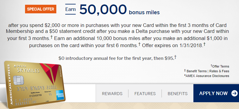 Amex Delta Gold Business 60k January 2018
