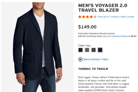 Eddie Bauer Mens Voyager 2 Travel Blazer