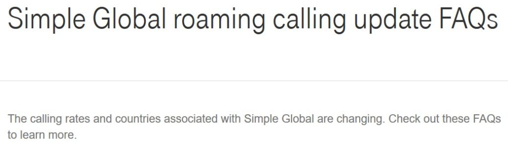 Simple Global roaming calling update FAQs