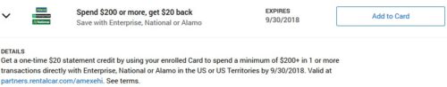 Amex Offers National 20 off 200