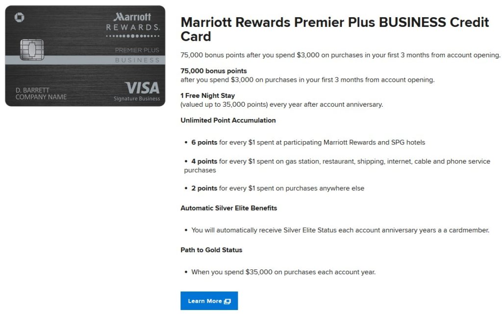 Chase Marriott Rewards Premier Plus Business Credit Card