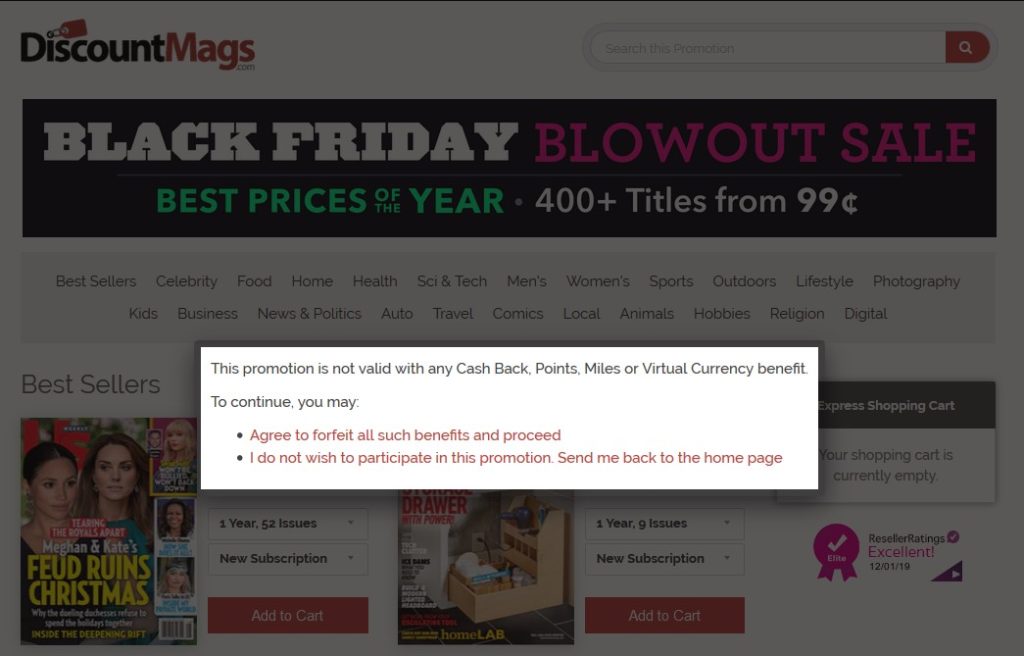 DiscountMags Points Warning