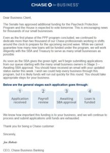 Chase PPP Pound Sand Announcement