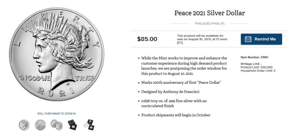US Mint August 10 2021