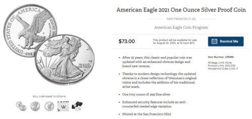 US Mint August 12 2021